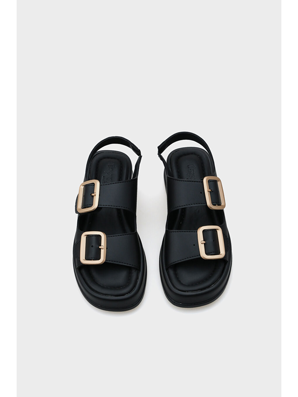 Siyah Denice Dolgu Topuklu Çift Bantlı Tokalı Kadın Sandalet-6