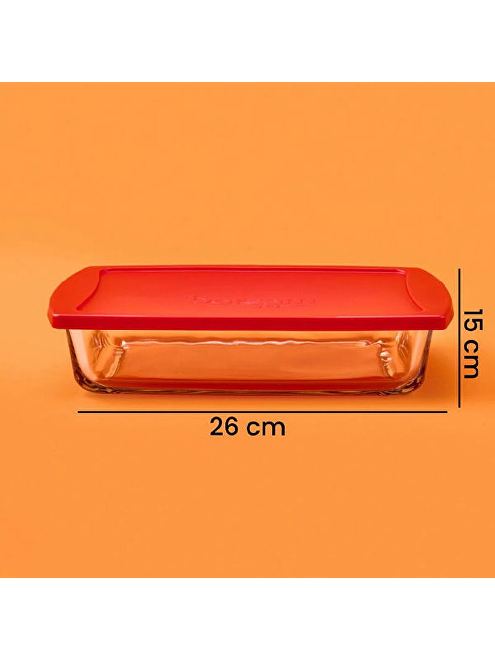 Karışık Kapaklı Dikdörtgen Borcam - Şeffaf / Kırmızı - 1320 ml-4