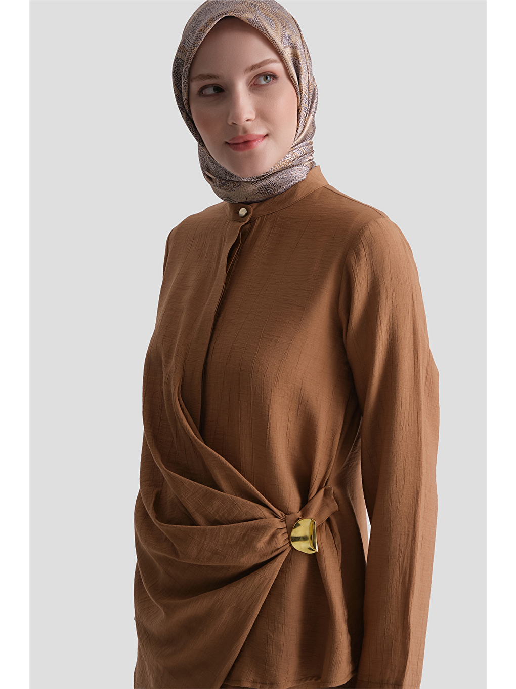 Kahverengi Aksesuar Detaylı Takım Camel-4