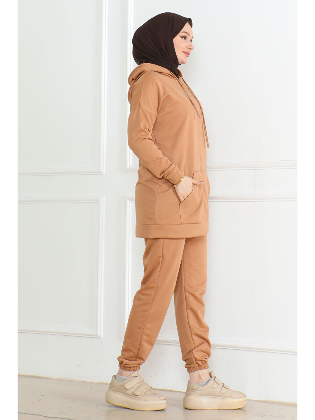 Kahverengi Fermuarlı İkili Takım Biskuvi - 13359-2