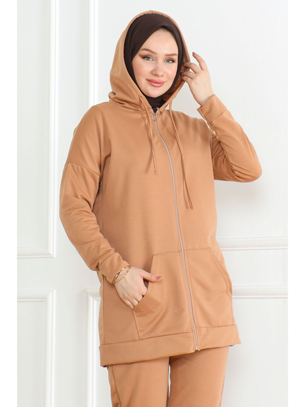 Kahverengi Fermuarlı İkili Takım Biskuvi - 13359-3