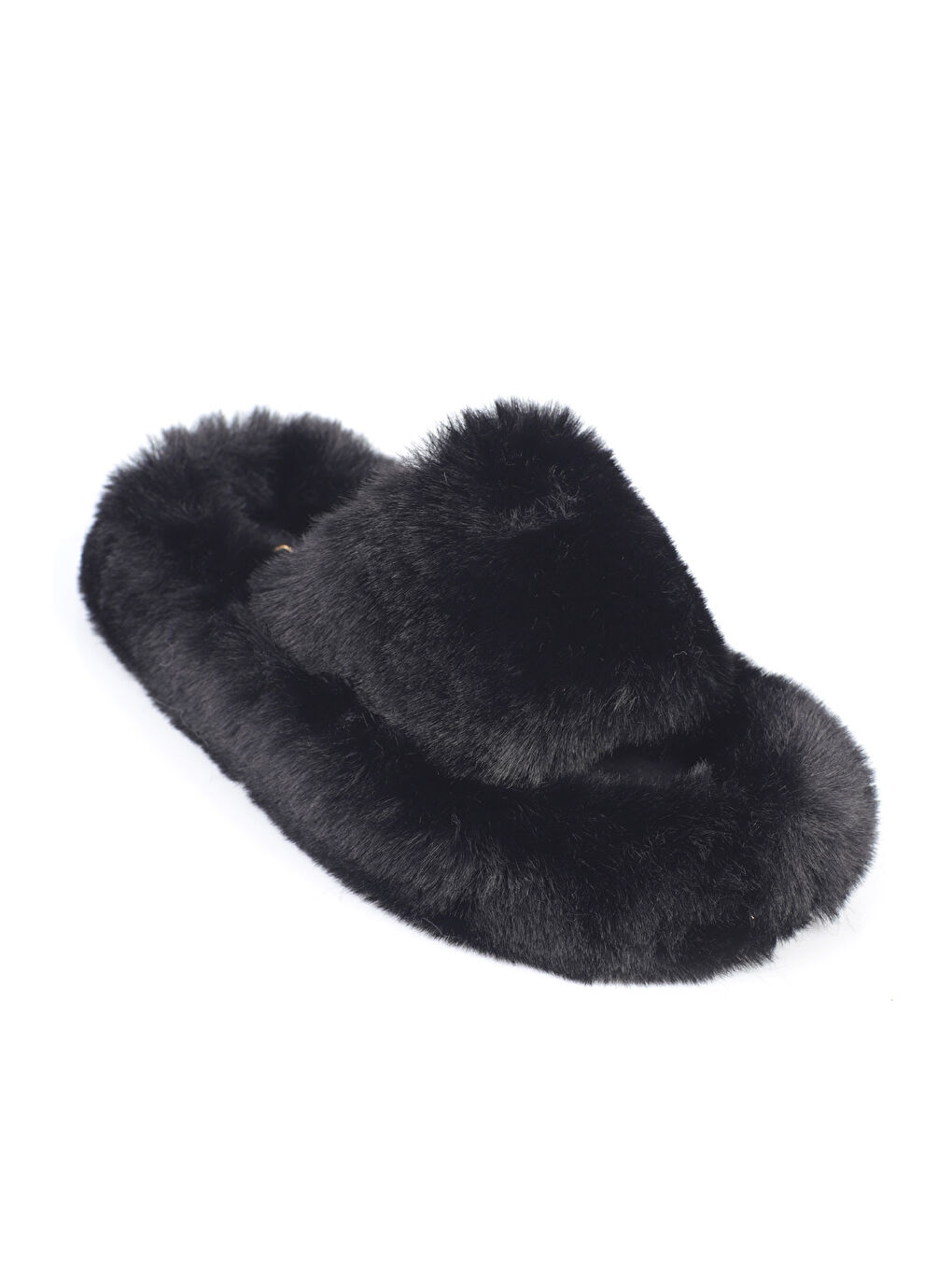 Siyah Pelüş Tüylü Kadın Ev Terliği-2