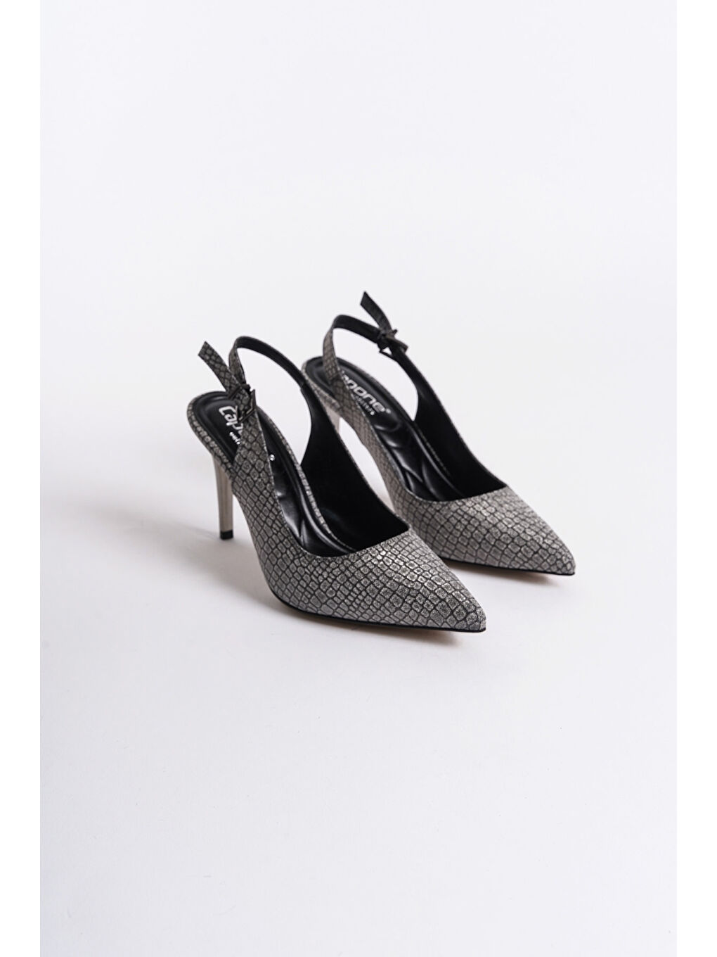 Antrasit Arkası Açık Orta Topuklu Yumuşak Pedli Taban Kadın Ayakkabı-3