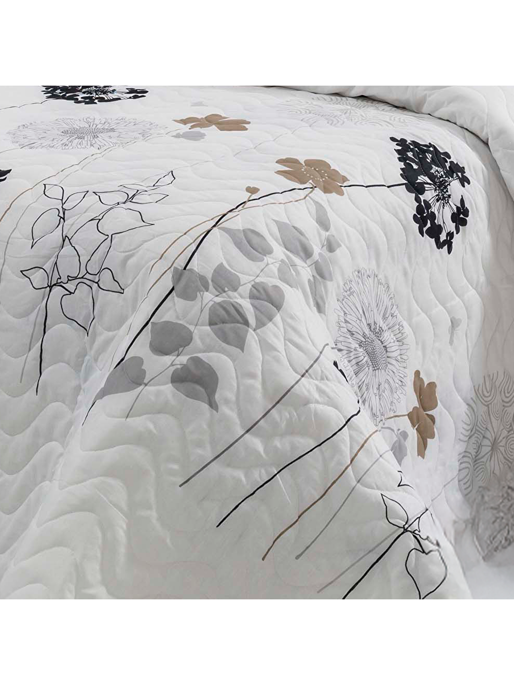 Çift Kişilik Yatak Örtüsü Seti Kapitone Atlantis Beyaz 200x220 cm-2