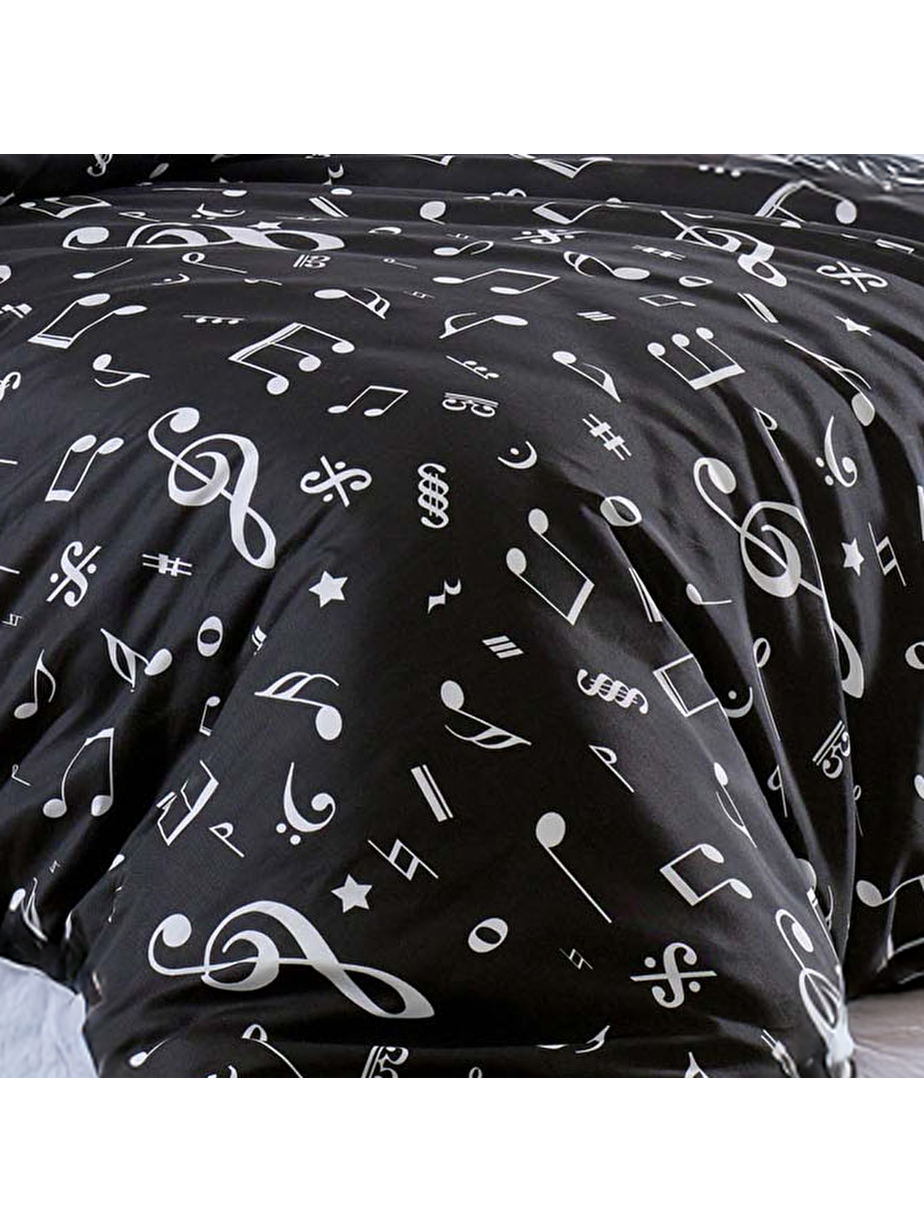 Siyah Tek Kişilik Kolay Ütülenir Nevresim Takımı Melodiy Desen-2