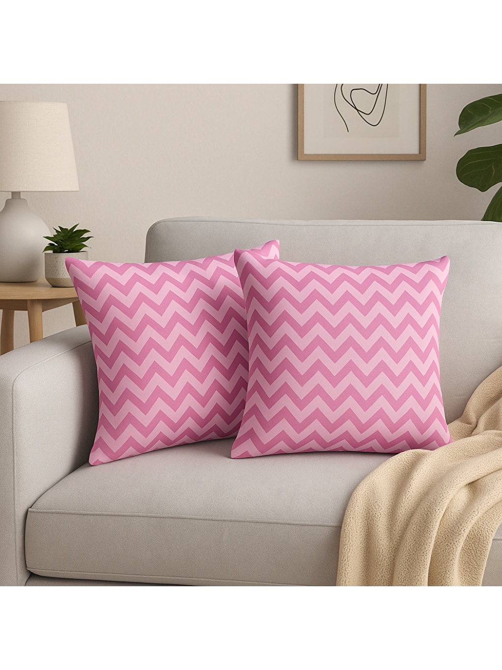 %100 Pamuk Yastık Kılıfı Enlora 2'li Set Zarif Flamenco Deseni Pembe 50x70 cm-5