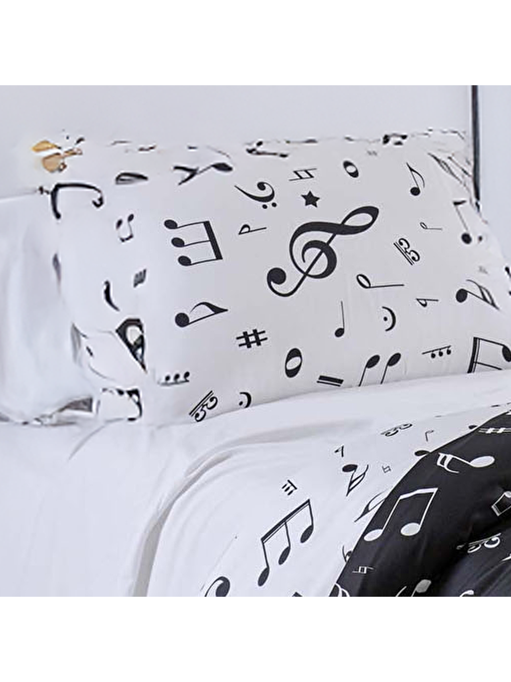 Siyah Tek Kişilik Kolay Ütülenir Nevresim Takımı Melodiy Desen-3