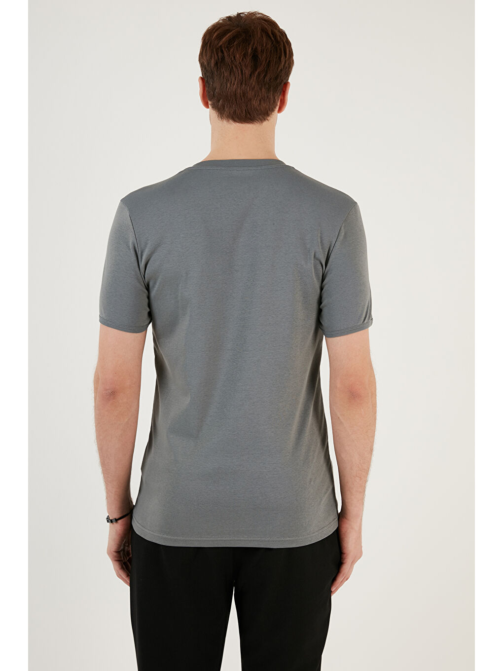 Haki Pamuklu Düğme Detaylı Slim Fit V Yaka 3'lü Paket %100 Pamuk Tişört 5902122S3-5