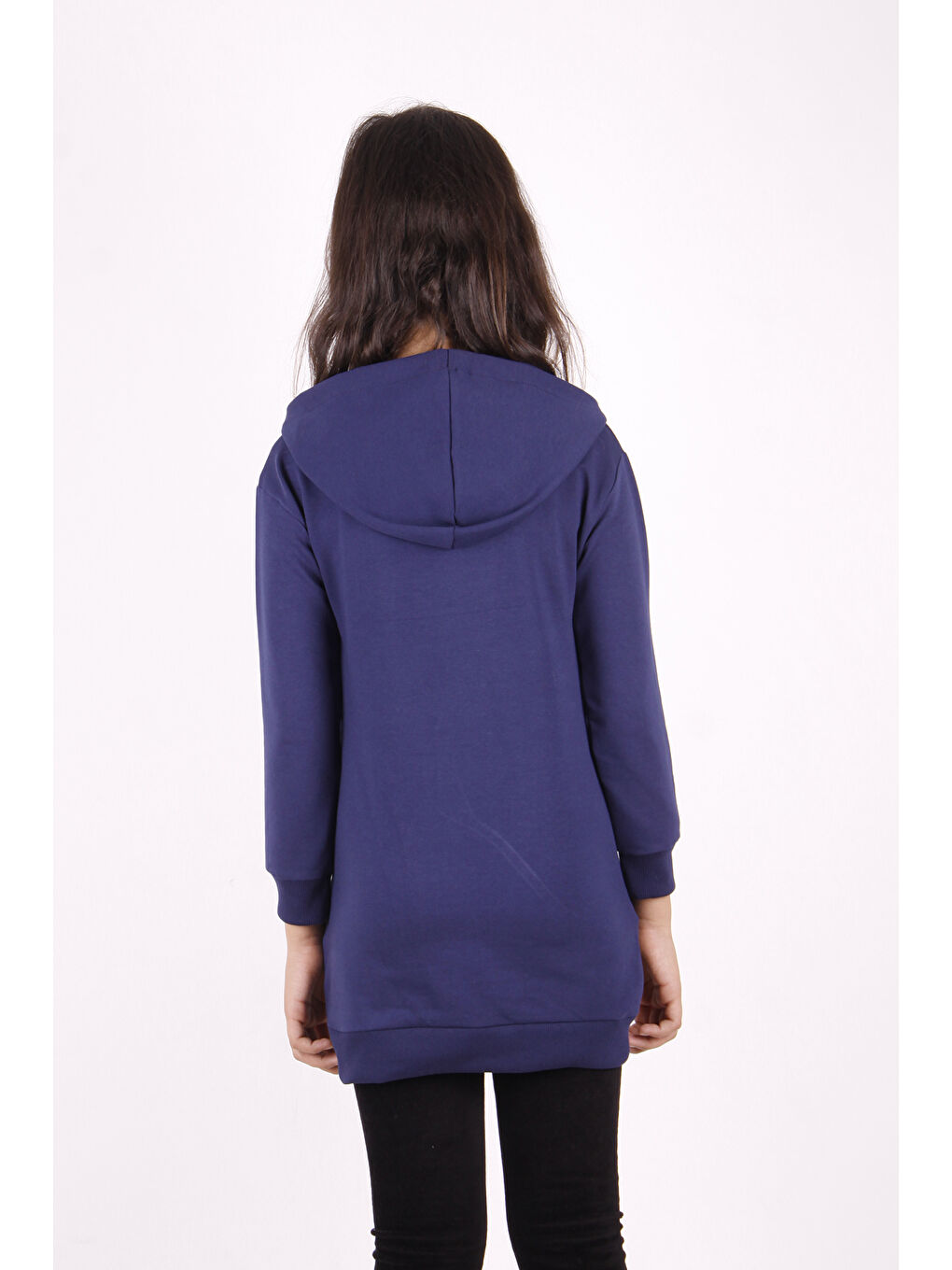 Lacivert Kız Çocuk Tarz Kız Baskılı Cepli Kapüşonlu Sweatshirt-3