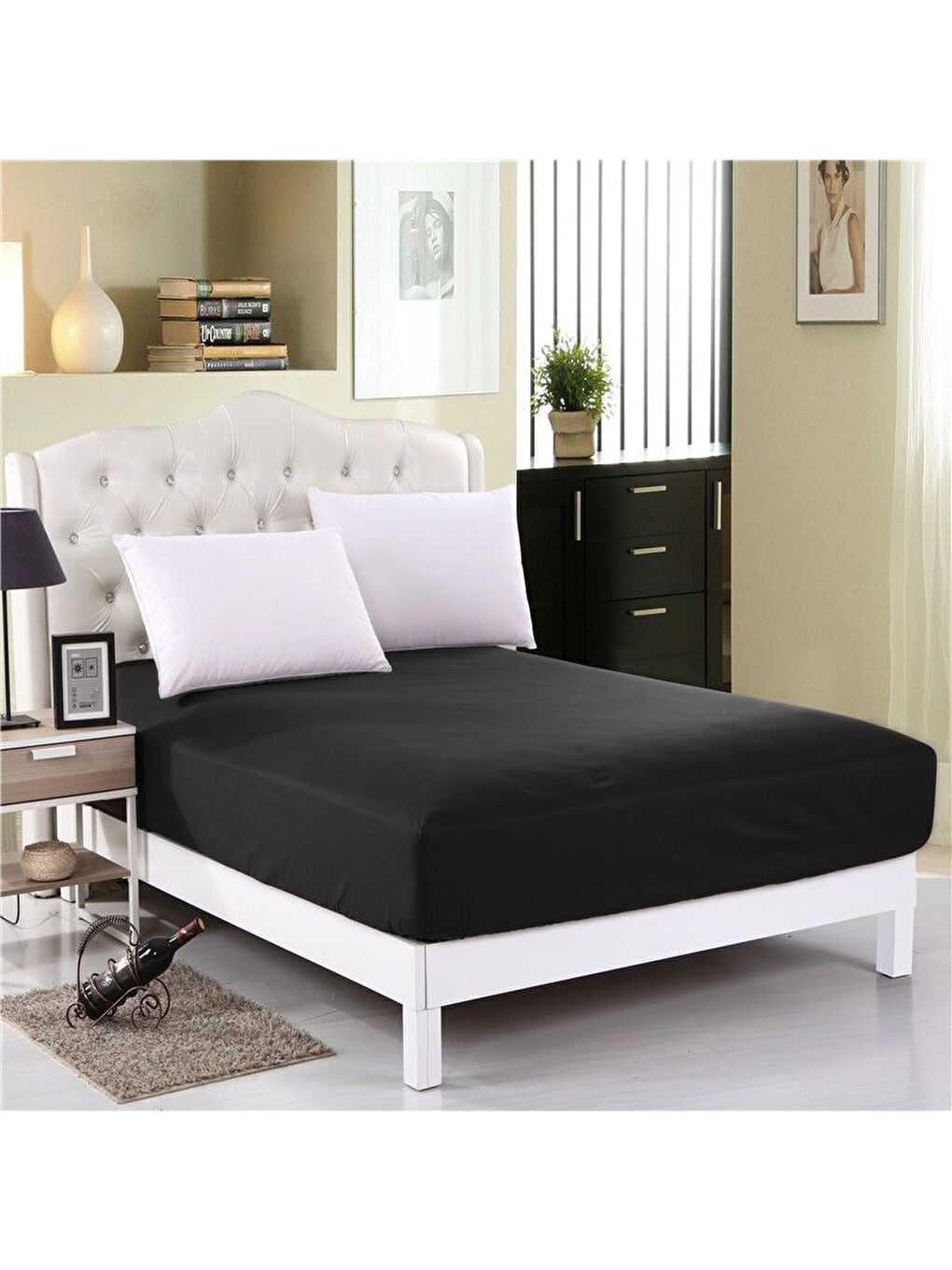 Modern Basic Çift Kişilik Lastikli Çarşaf Siyah-1
