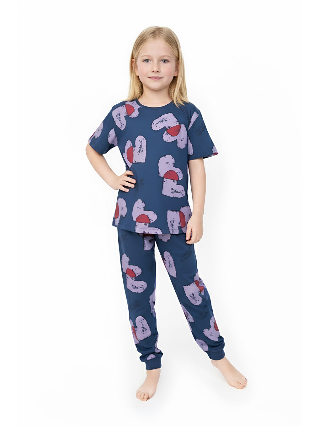 İndigo Kız Çocuk %100 Pamuk Ve Baskılı Pijama Takımı 3-8 Yaş 12720ıs-1