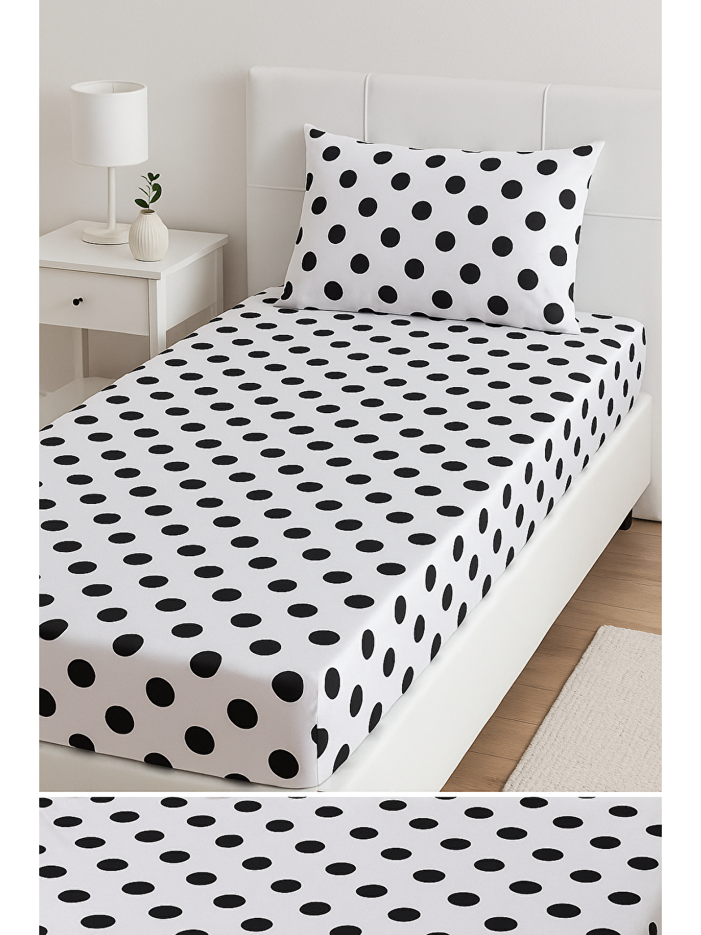 Pes Lastikli Çarşaf Seti Tek Kişilik Point Beyaz-2