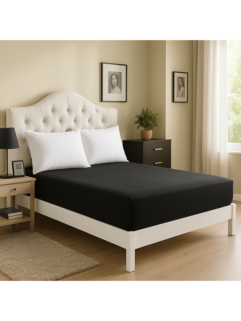 Modern Basic Çift Kişilik Lastikli Çarşaf Siyah-2