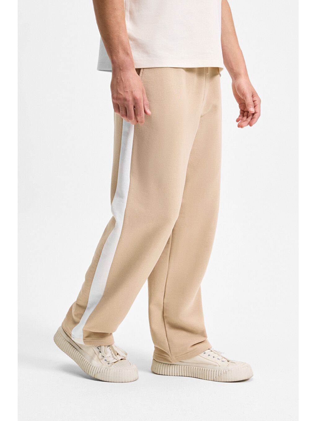 Araujo Erkek Beli Lastikli Relaxed Fit Bej Eşofman Altı-4