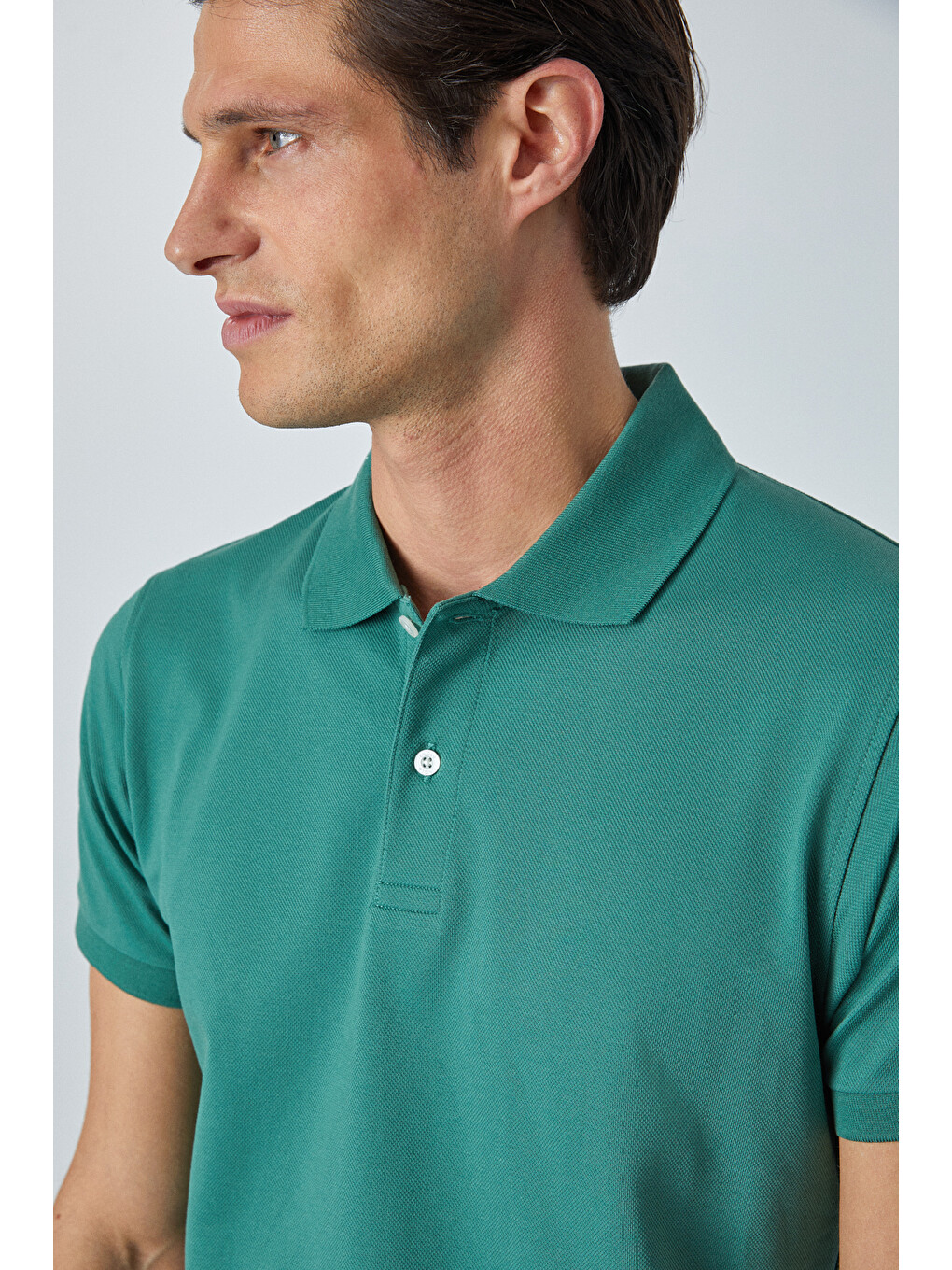 Monaghan Erkek Polo Yaka Relaxed Fit Patlı Düğmeli Kısa Kollu Yeşil T-shirt-4