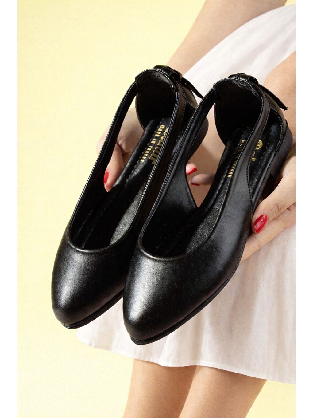 Siyah LUNESSA Kadın Babet Sandalet Yazlık Ayakkabı Sivri Burun Günlük Babet-1