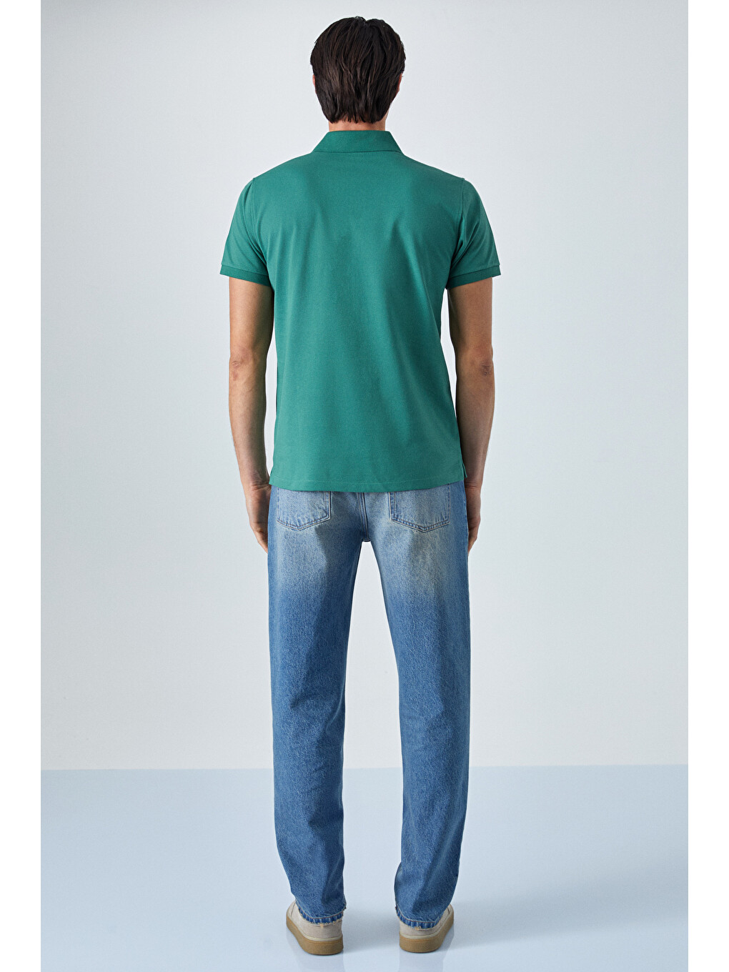 Monaghan Erkek Polo Yaka Relaxed Fit Patlı Düğmeli Kısa Kollu Yeşil T-shirt-5
