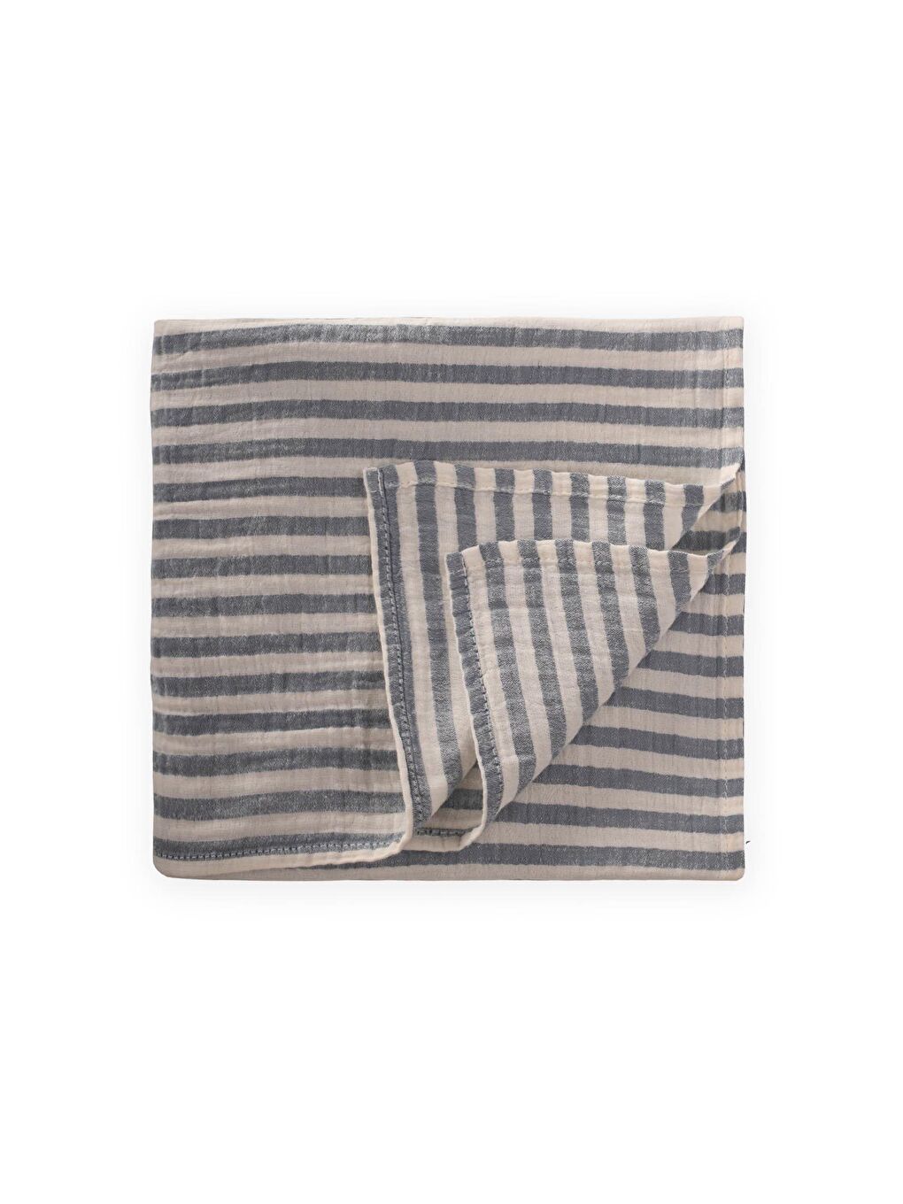 Naturel Battaniye 90X100cm Lacivert Kalın Çizgili