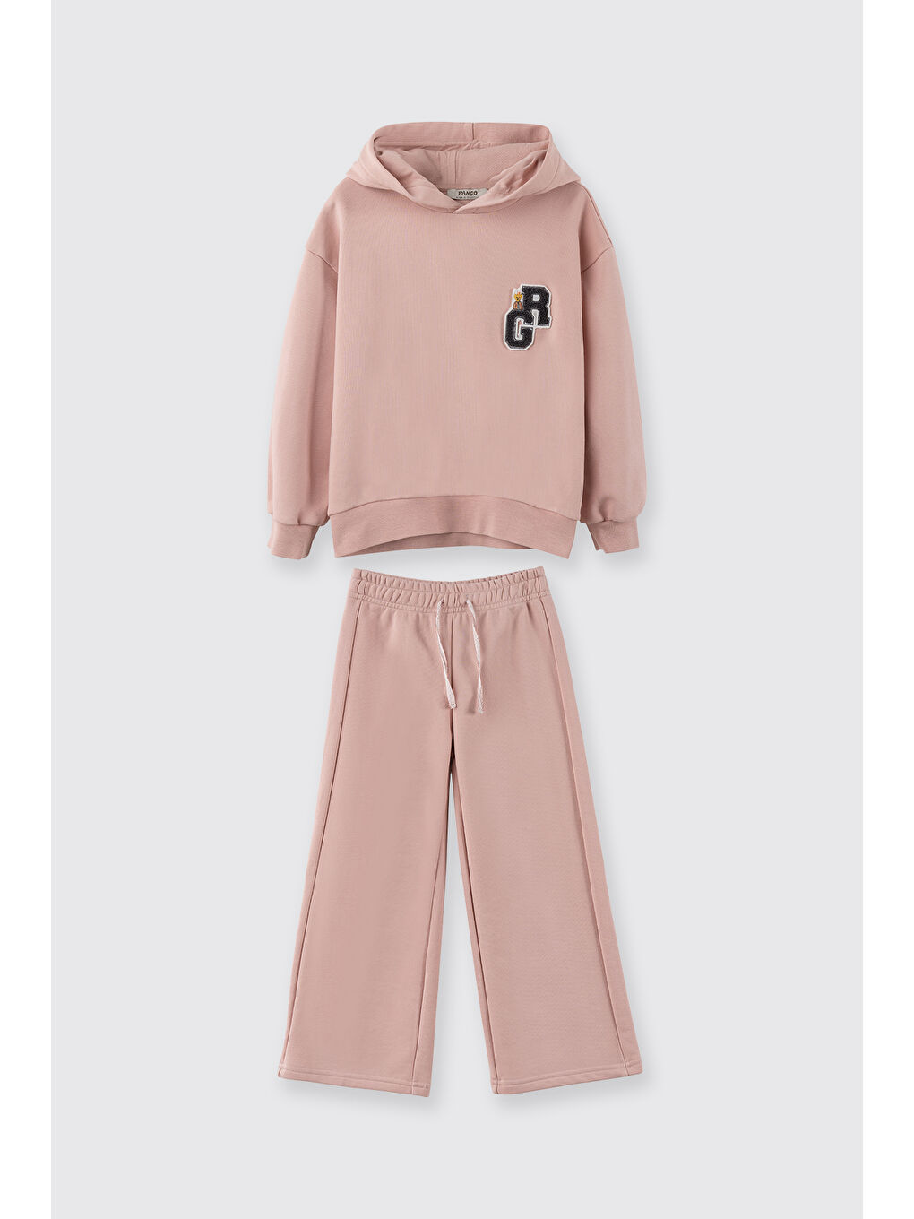 Kız Çocuk Aplike Detaylı Pembe 2'li Takım-5