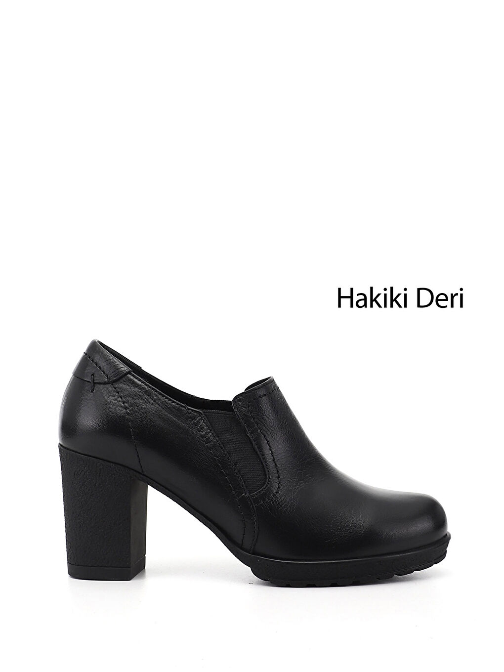 Siyah Kadın SİYAH Kalın Topuklu Hakiki Deri Ayakkabı