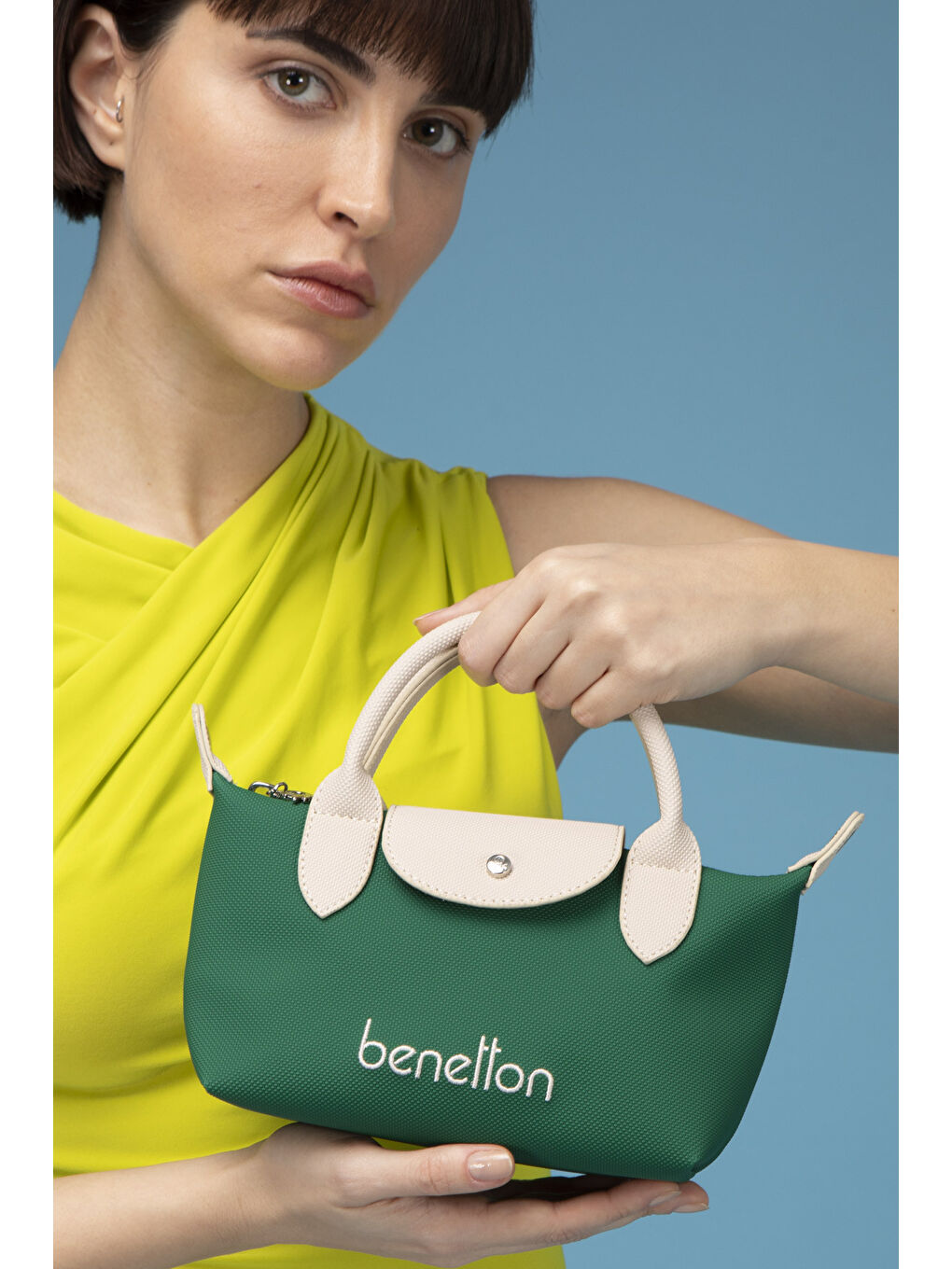 Yeşil Kadin Çapraz Çanta Zümrüt-Bej BNT1601-2