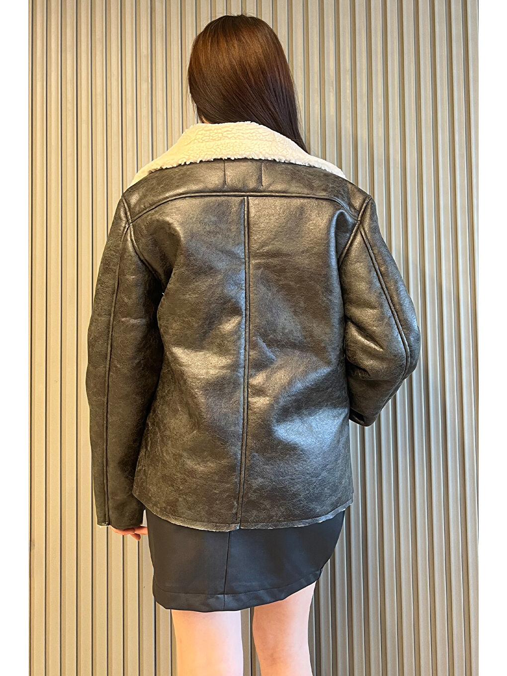 Haki Kadın İçi Pelüş Nubuk Mont-2