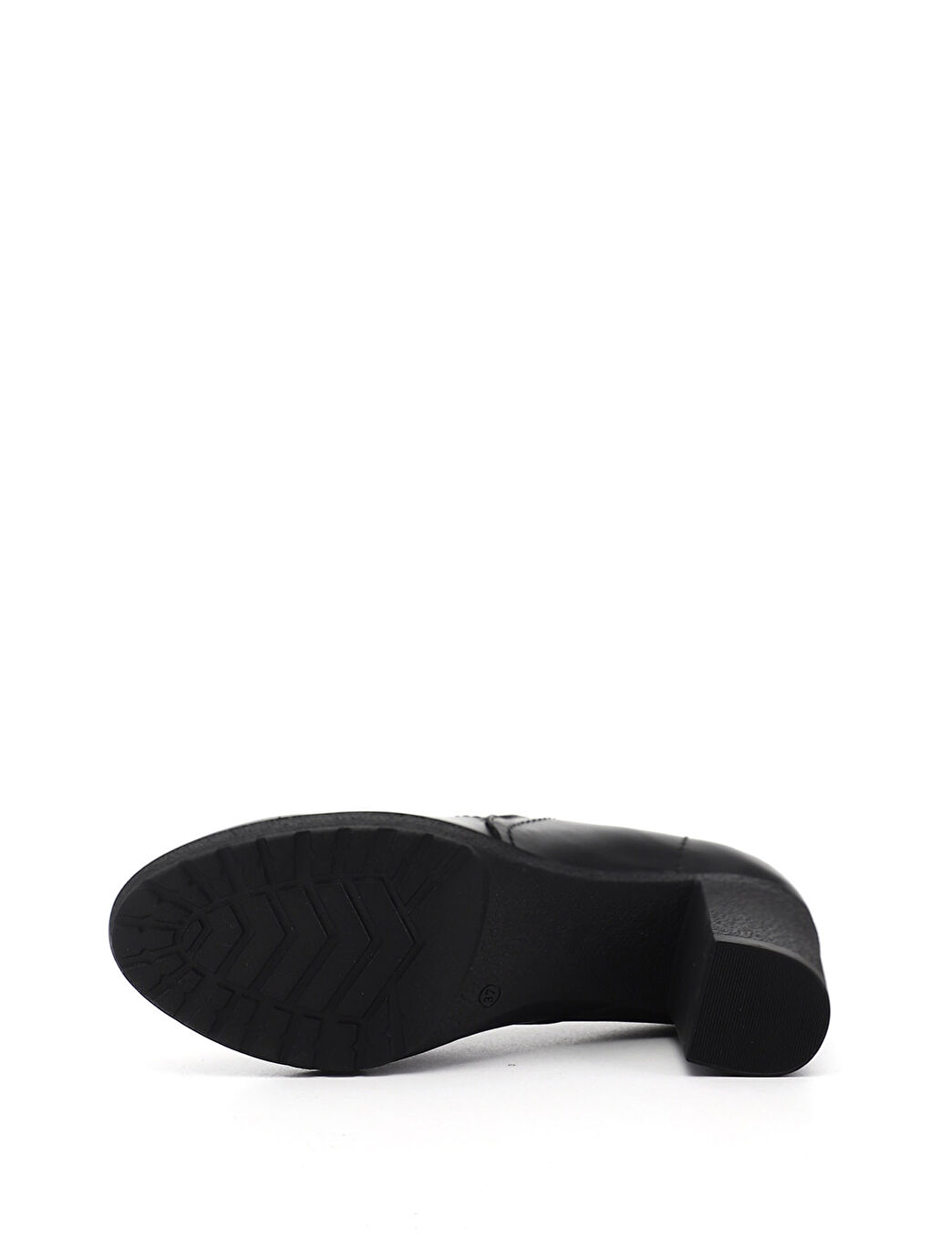 Siyah Kadın SİYAH Kalın Topuklu Hakiki Deri Ayakkabı-3