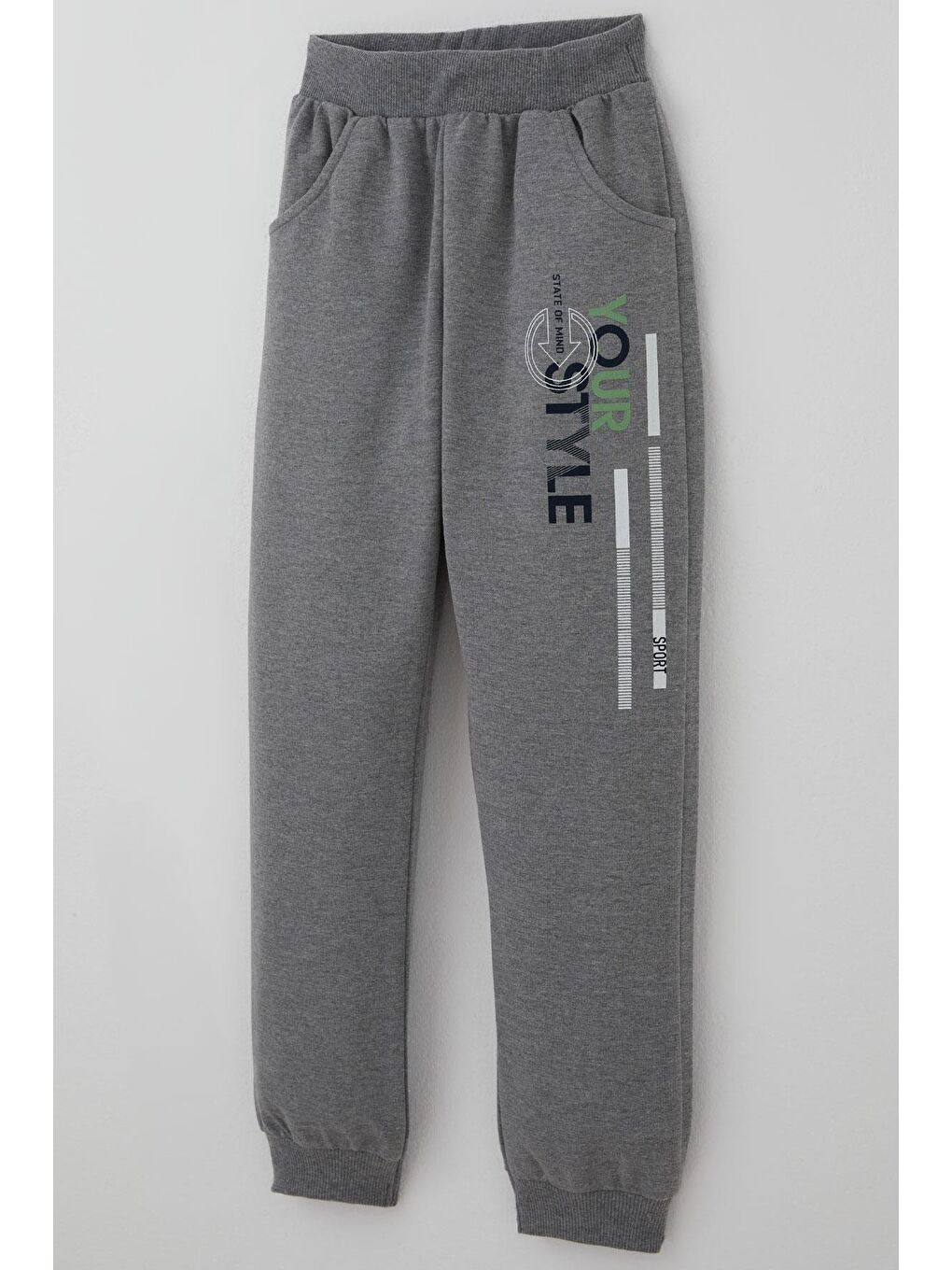 Erkek Çocuk Eşofman Takımı Cep Kapak Detaylı Yazı Baskılı Mint Yeşili (7-12 Yaş)-6