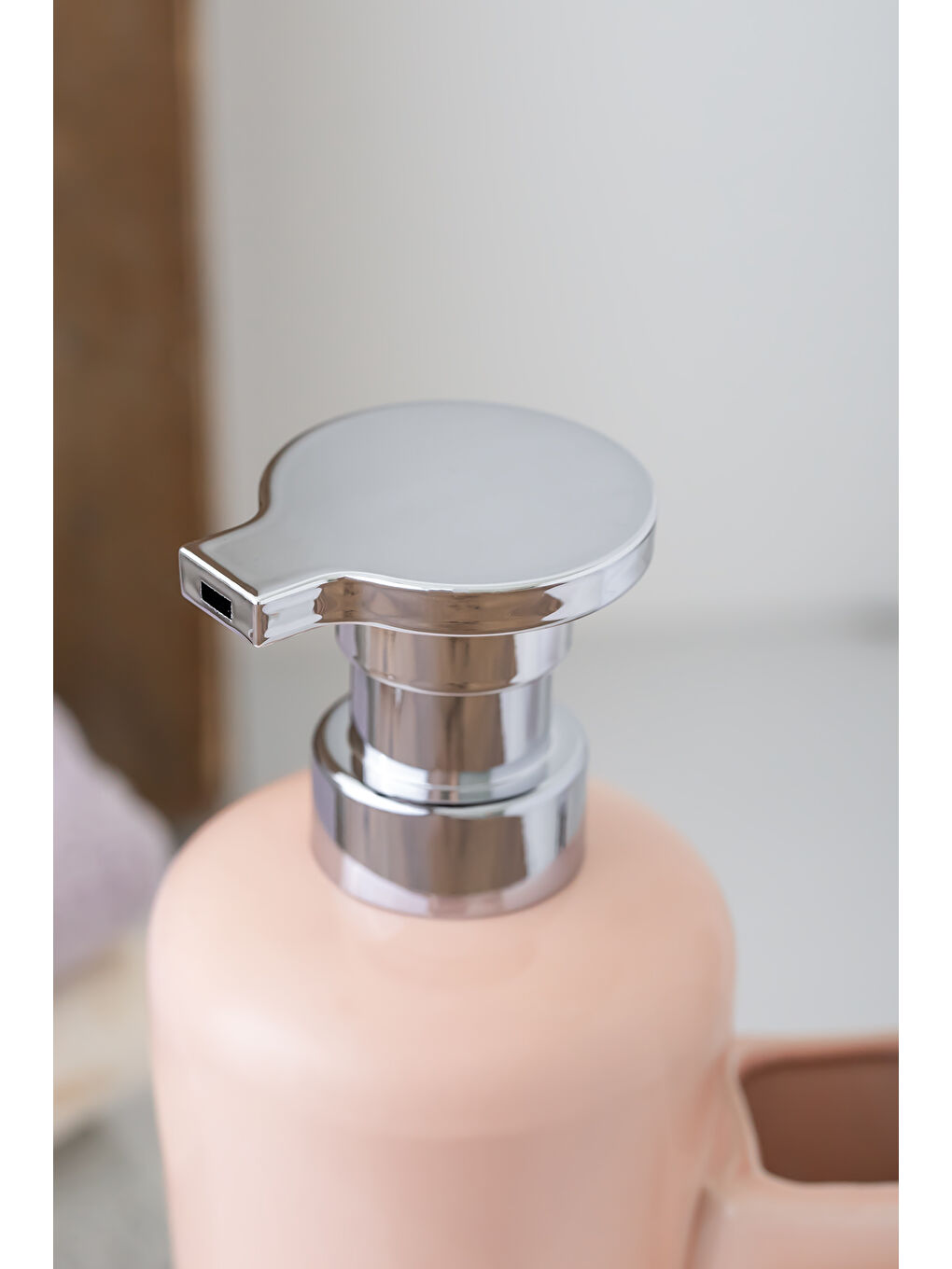 Pembe 277744 Tezgah Üstü Porselen Pudra Sıvı Sabunluk Fırçalı Süngerlikli Sabunluk (550ml) 20cm-1