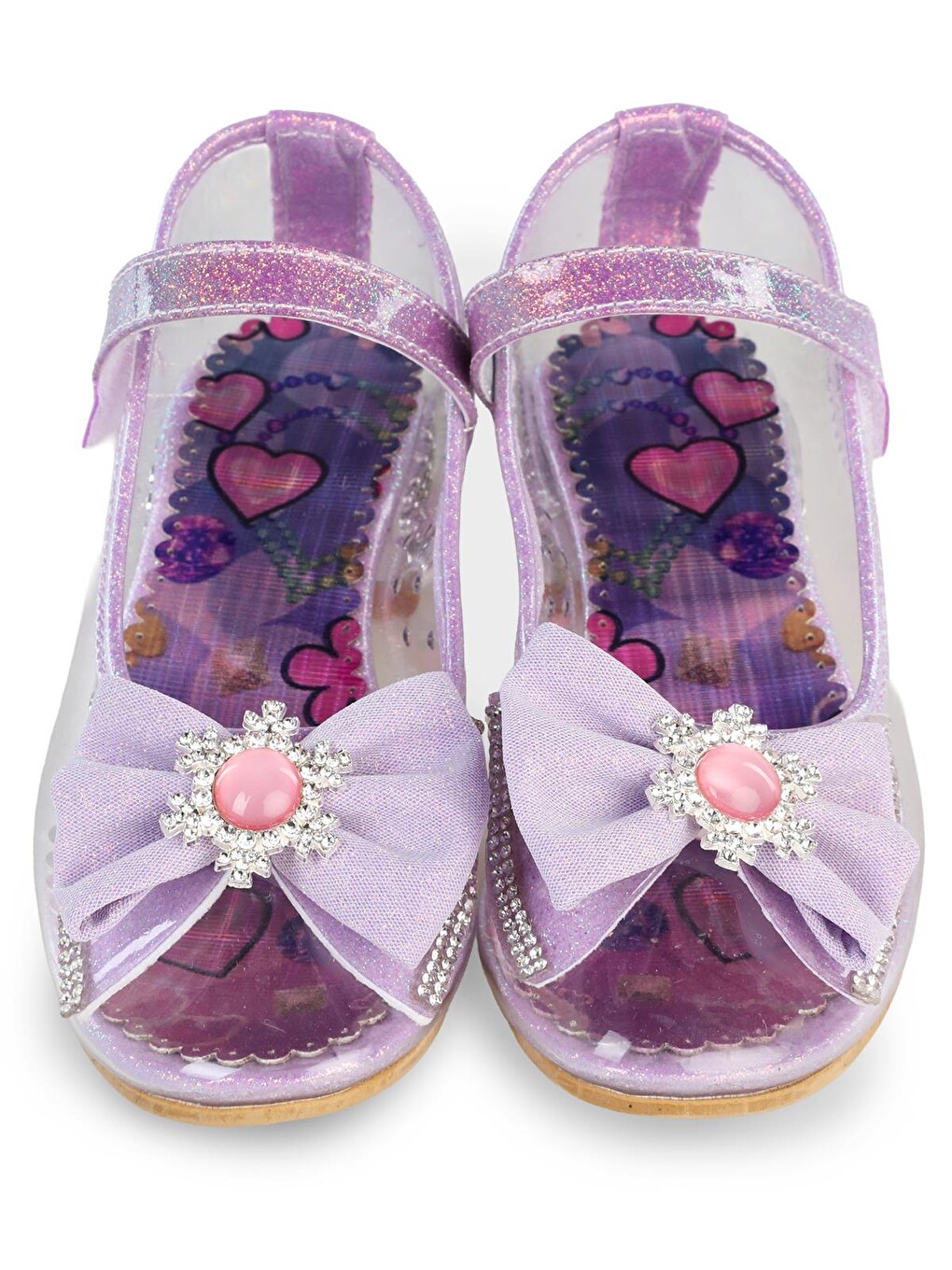 Girls Şeffaf Fiyonklu 26-30 Numara Abiye Ayakkabı - Lila-3
