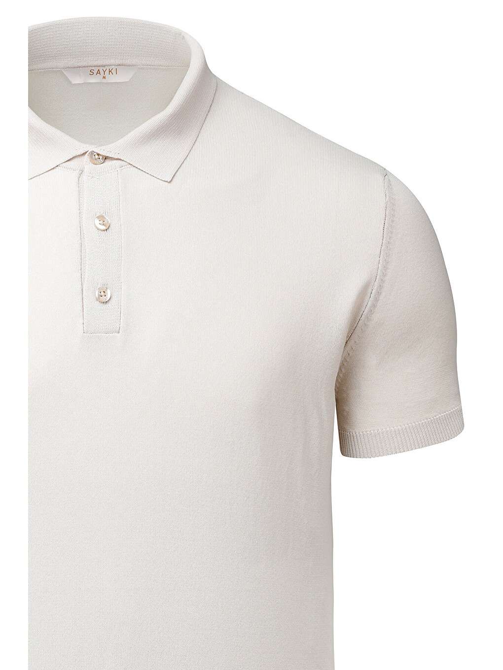 Ekru Regular Fit Polo Yaka Rayon Tişört-1