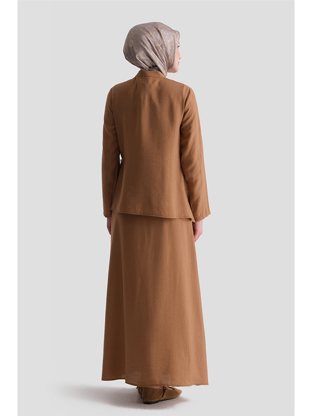 Kahverengi Aksesuar Detaylı Takım Camel-5