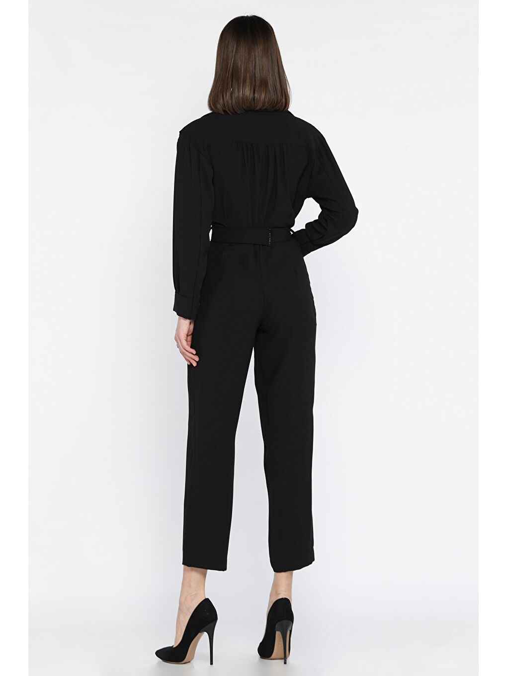 Siyah V Yaka Kemerli Tulum-2