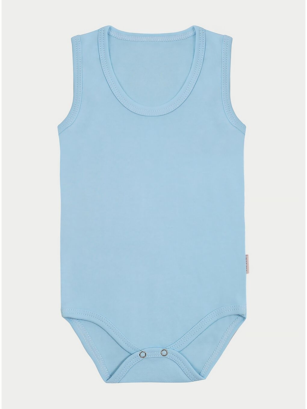 Çıtçıtlı  Bebek Body Zıbın Askılı Düz Mavi Renk