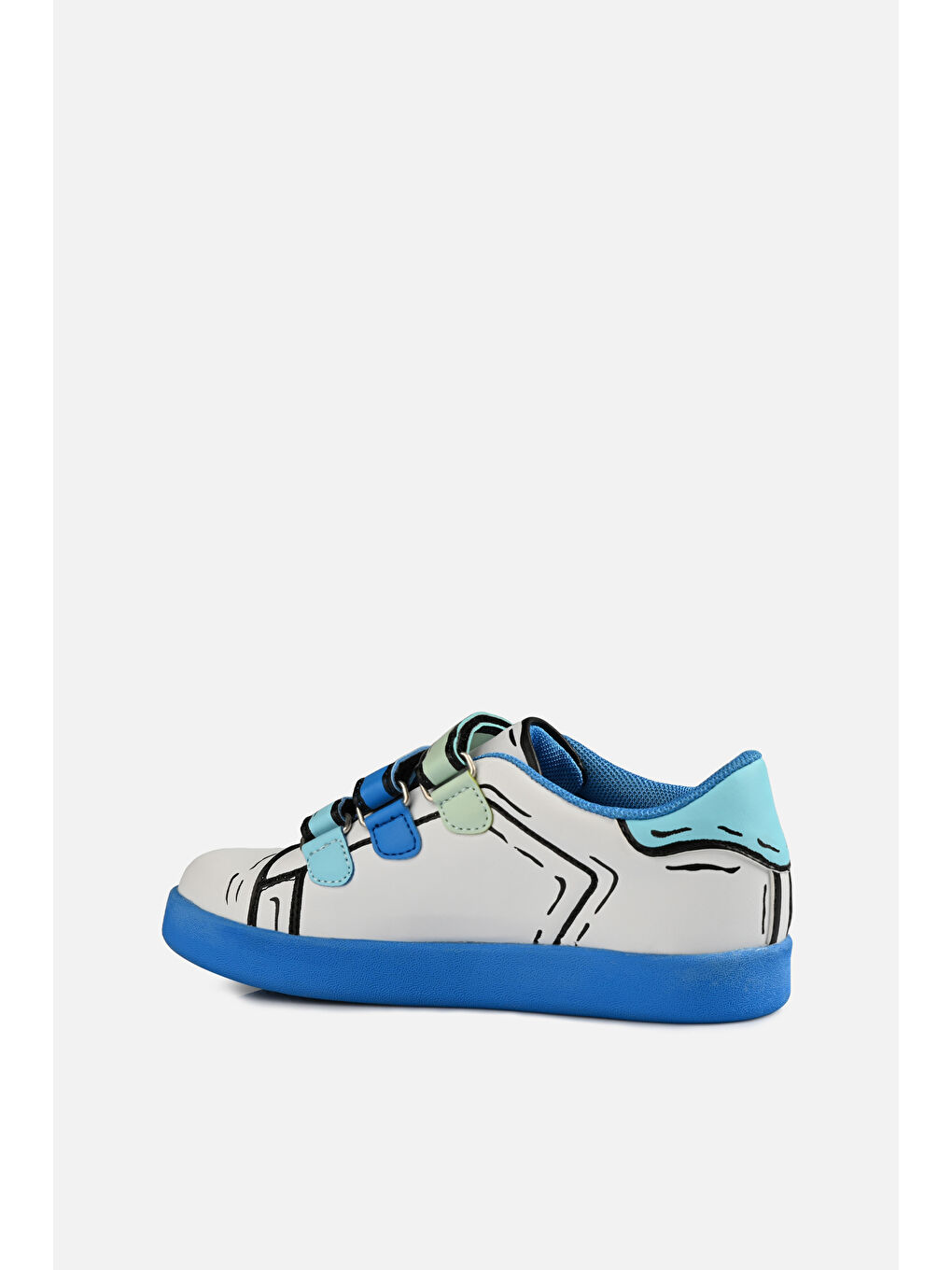 Picasso Işıklı Erkek Çocuk Beyaz/Saks Mavi Sneaker-2