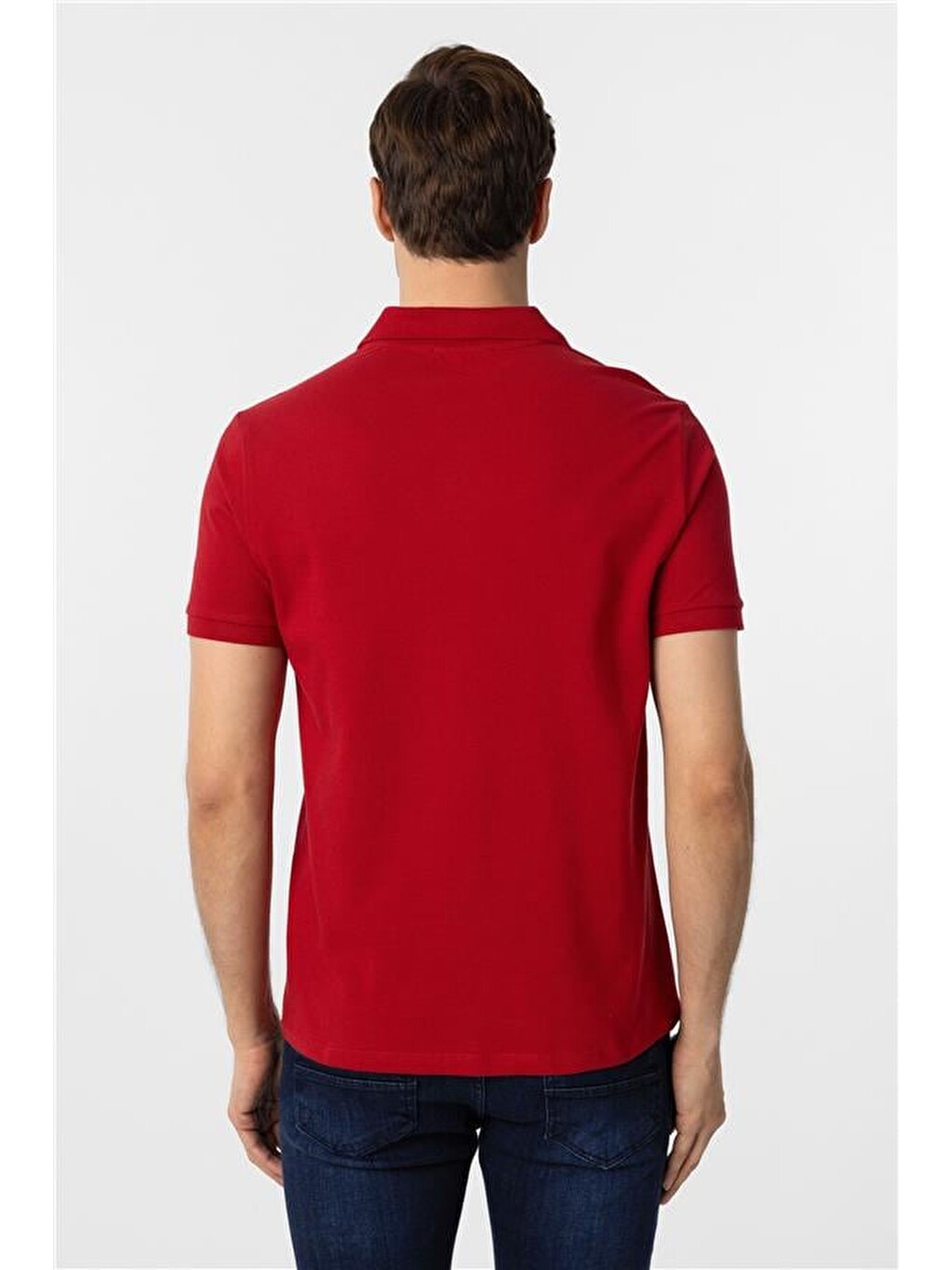 Kırmızı Slim Düz Polo Yaka Tişört-3