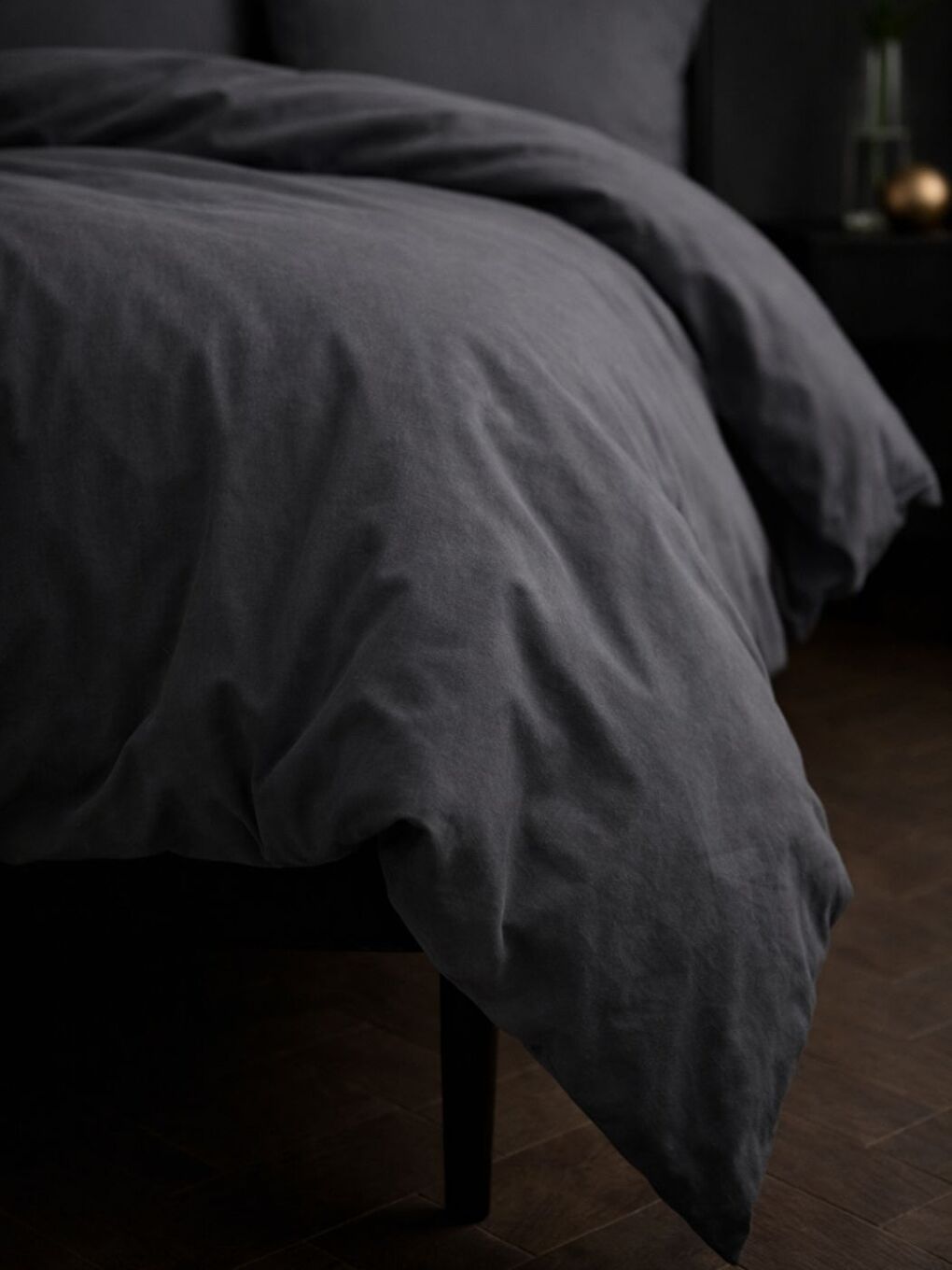 Gri %100 Pamuklu Düz Boya Stone Grey Çift Kişilik Nevresim Seti-3