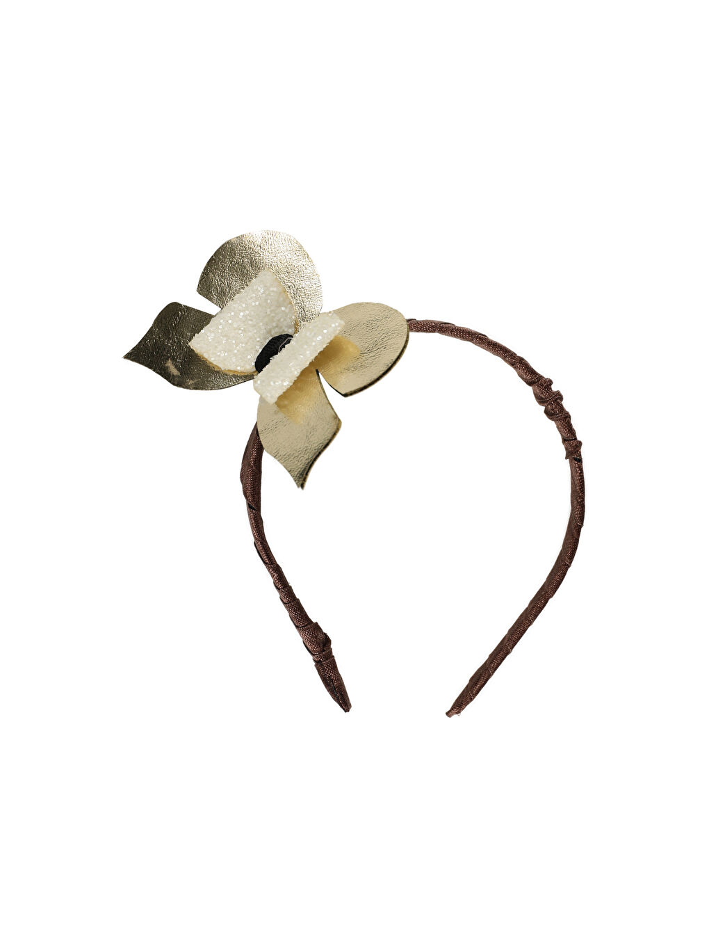 Kız Çocuk Simli Kurdela Taç Kahverengi