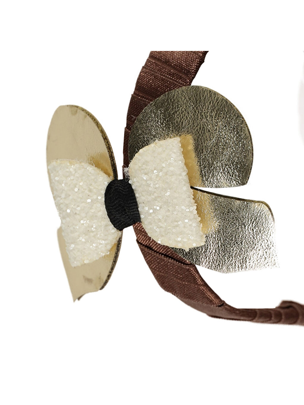 Kız Çocuk Simli Kurdela Taç Kahverengi-1