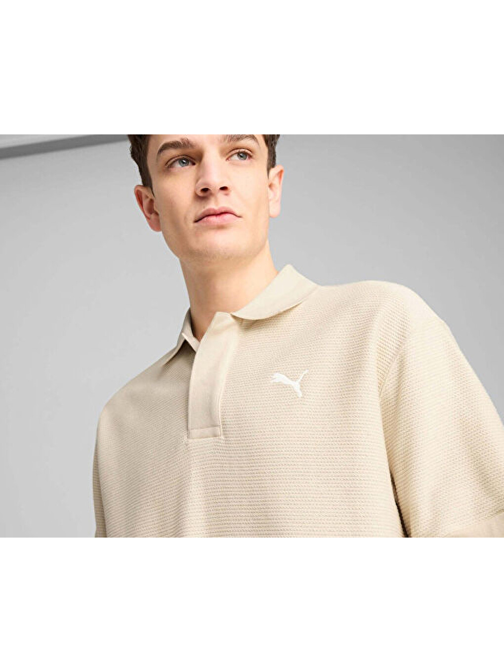 Premium Ess Jacquard Polo Unisex Günlük Polo Tişört 62967087 Bej-3