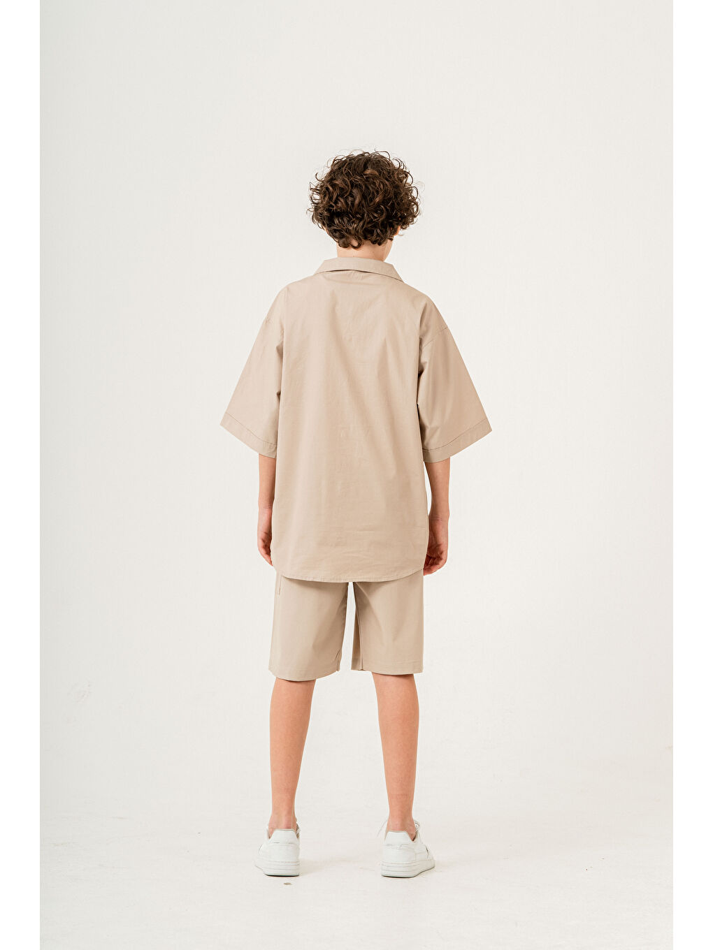 Ekru Erkek Çocuk 2'li Takım (Gömlek+Bermuda Pantolon) P1032-3