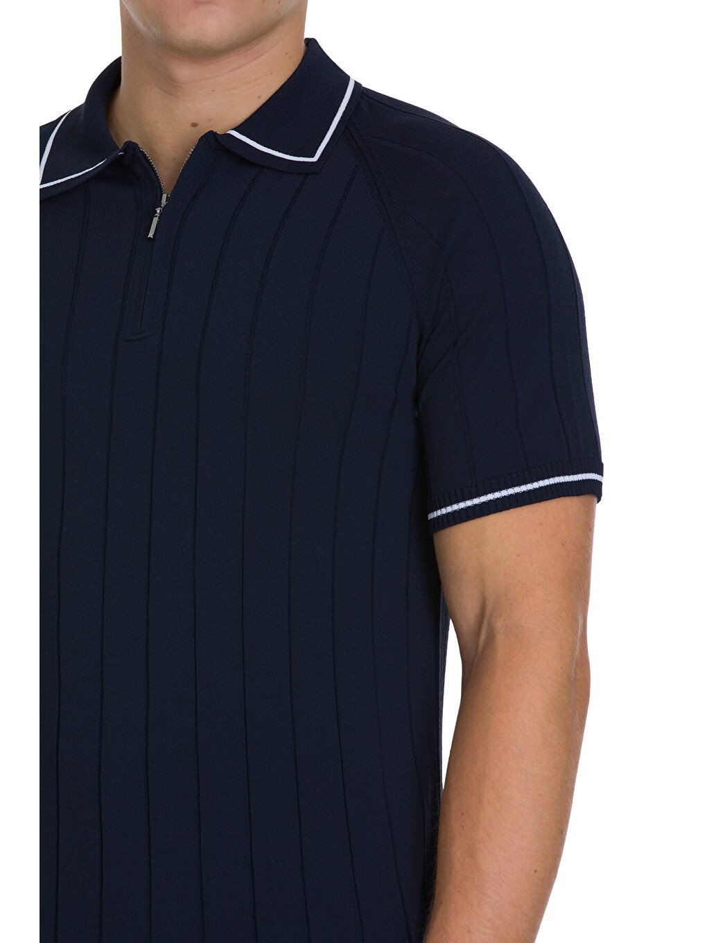 Lacivert Regular Fit Polo Yaka Rayon Tişört-3
