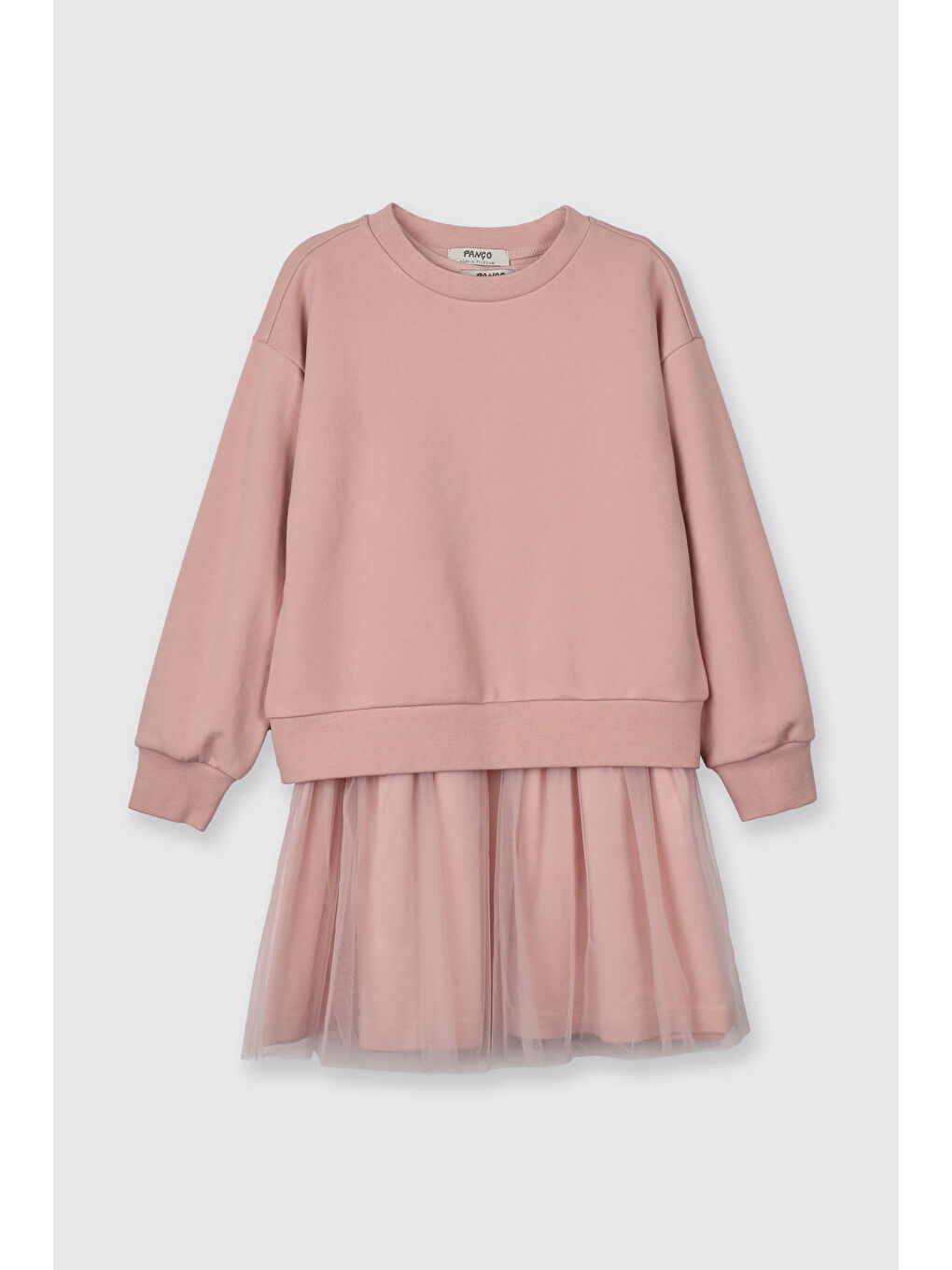 Pembe Kız Çocuk Eteği Tüllü 2 Parçalı Pudra Elbise-5