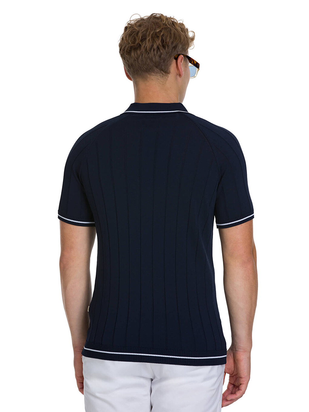 Lacivert Regular Fit Polo Yaka Rayon Tişört-4