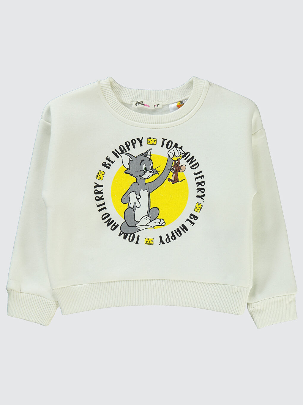 Civil Tom and Jerry Kız Çocuk Sweatshirt 2-5 Yaş Ekru