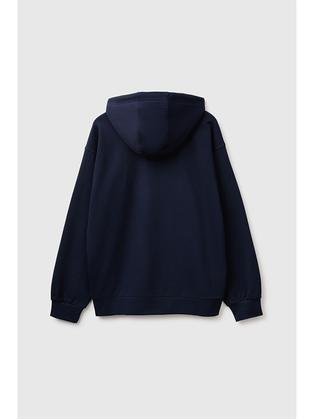 Erkek Lacivert %100 Pamuk Dar Kesim Fermuarlı Kapüşonlu Sweatshirt-1