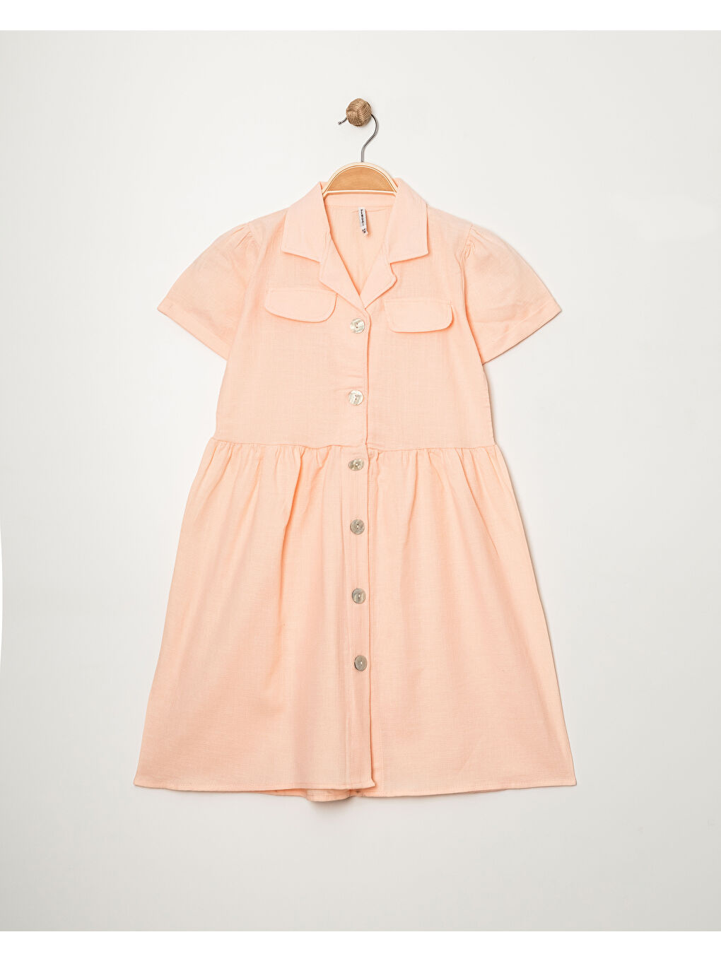 Pembe Kız Çocuk Jüt Pamuklu Kısa Kollu Elbise P1009