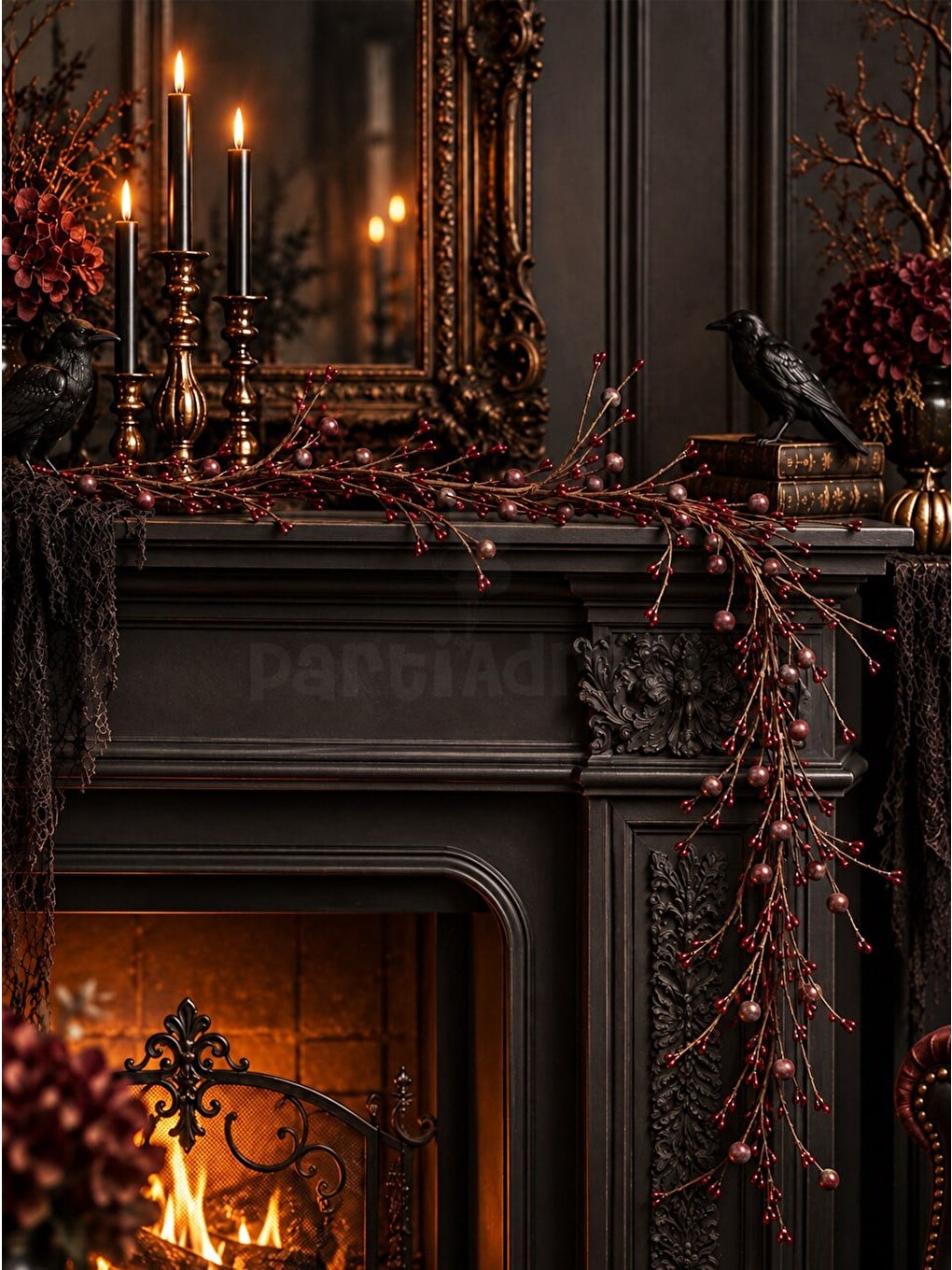 Bordo Berry Garland 150 Cm – Şömine Ve Kapı Dekoru