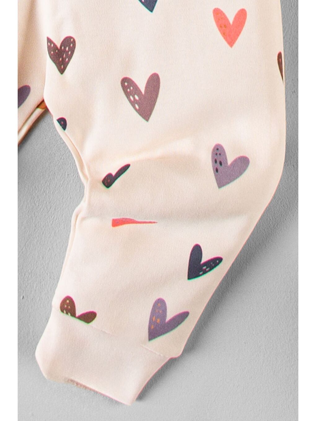 Pembe Organik Kumaş Desenli 2'li Bebek Takım-1