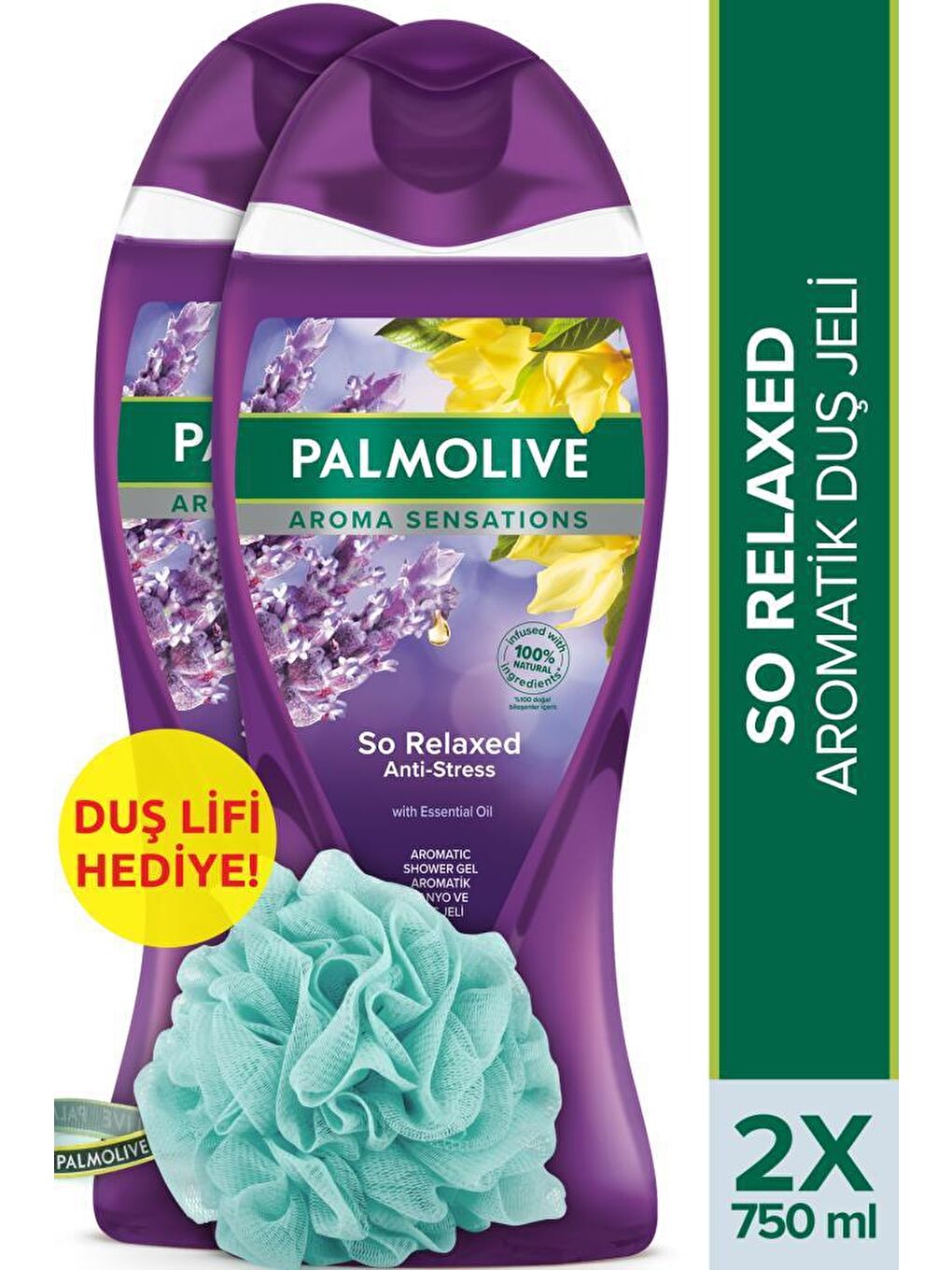 Palmolive Aroma Sensations So Relaxed Aromatik Banyo ve Duş Jeli 750 ml x 2 Adet + Duş Lifi Hediye